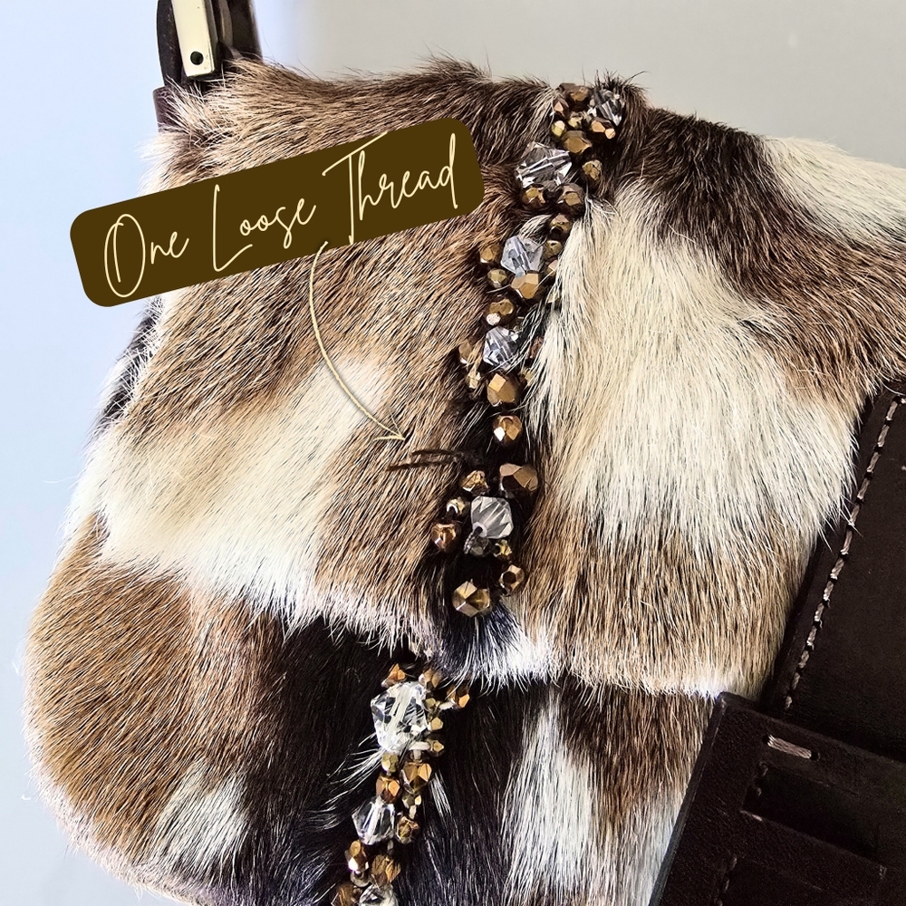 Fendi Baguette Pony-Hair Cow Print Beaded - image 5